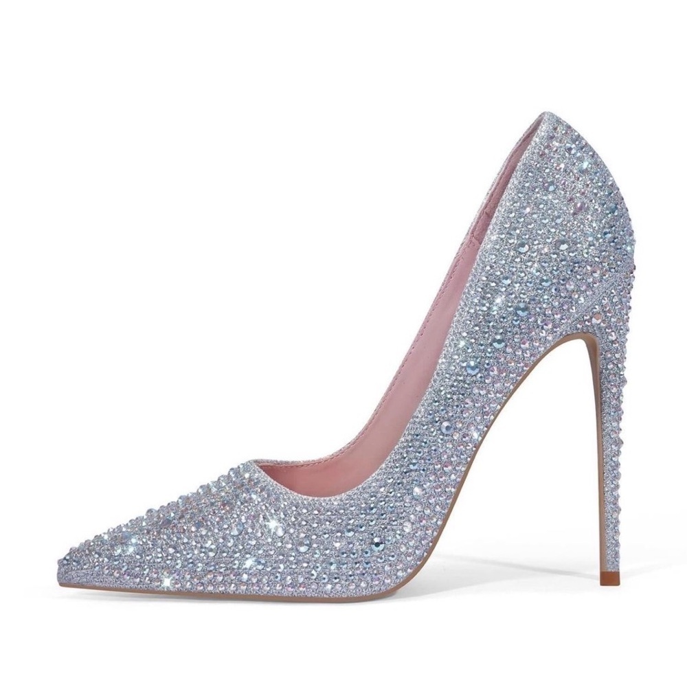 Sparkling Silver Rhinestone Heels - Picture 1 of 11